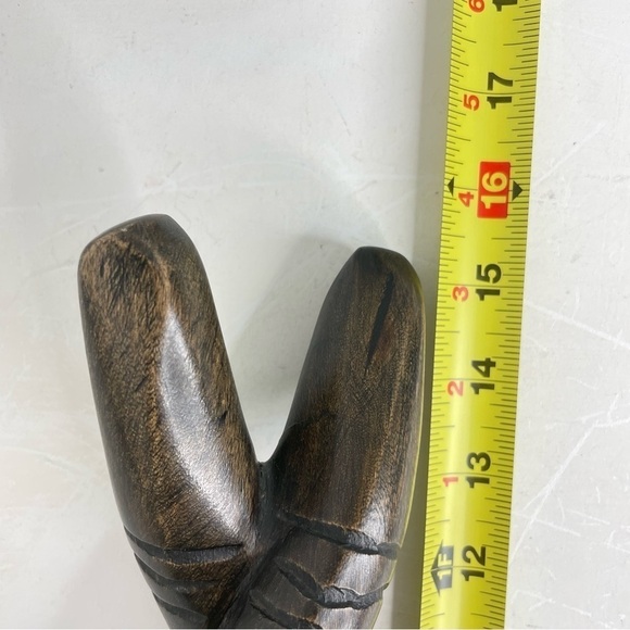 Handmade primitive abstract carved wood sculpture intertwined snake columns - Picture 16 of 16